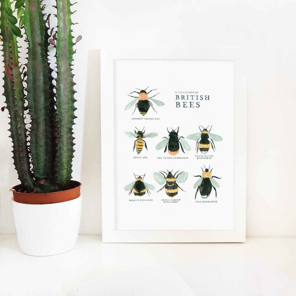 british bee print - makes a wonderful mother's day gift for gardening lovers