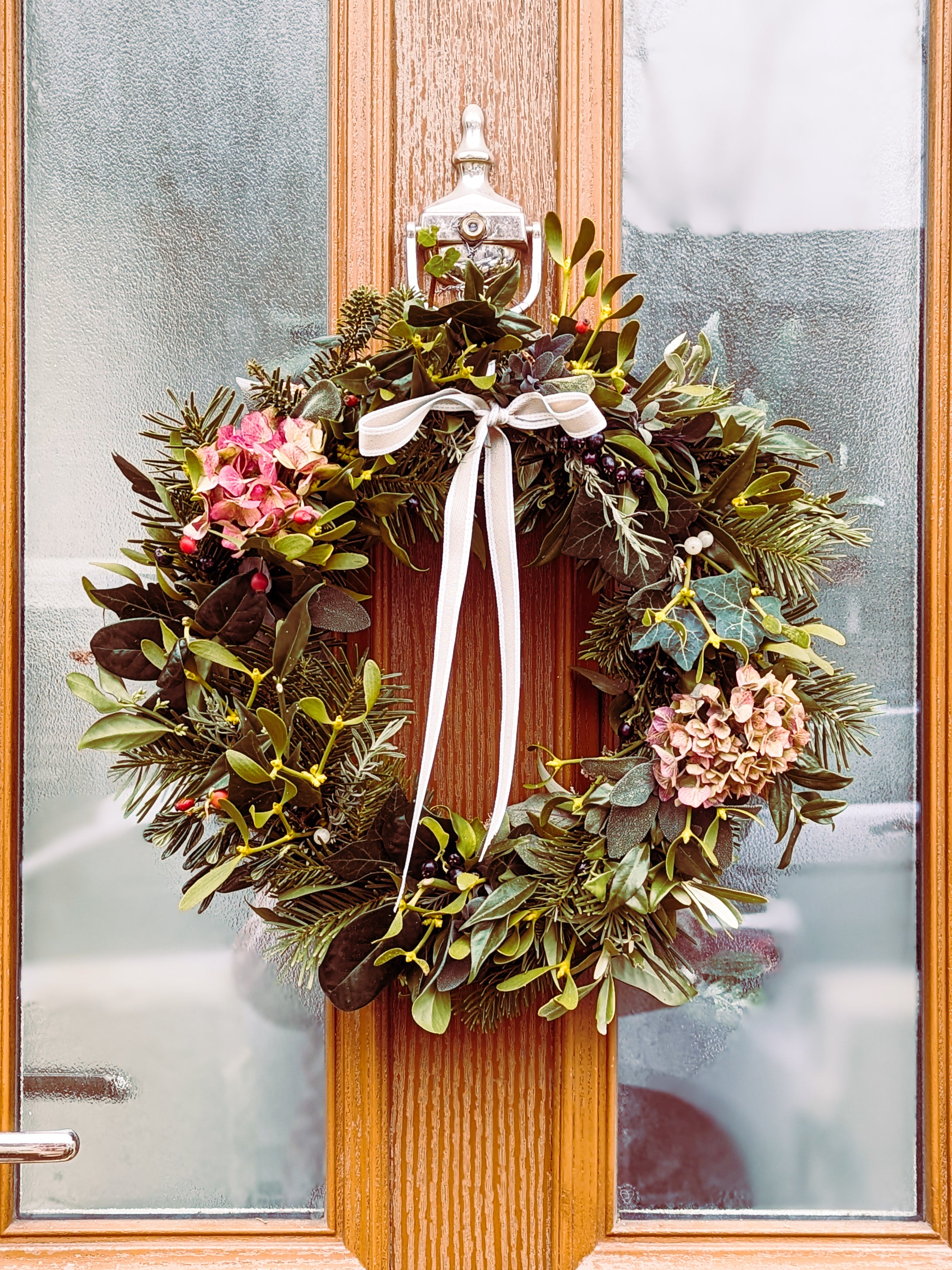 homemade evergreen christmas wreath - christmas curb appeal!