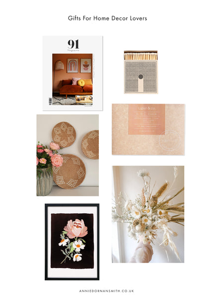 A selection of indie gifts for interior lovers with a muted, natural taste for decor