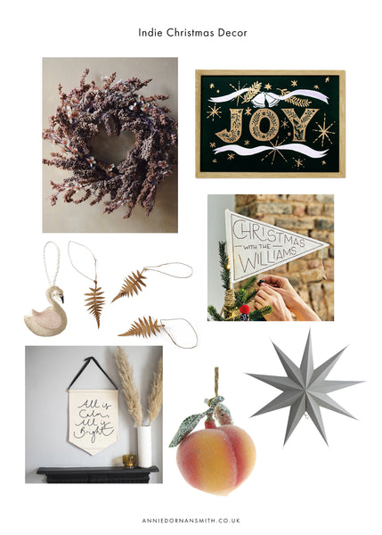 A selection of christmas decorations from indie businesses