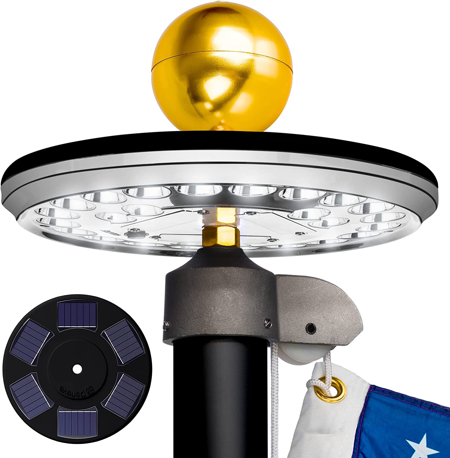 deneve deluxe solar flag pole light