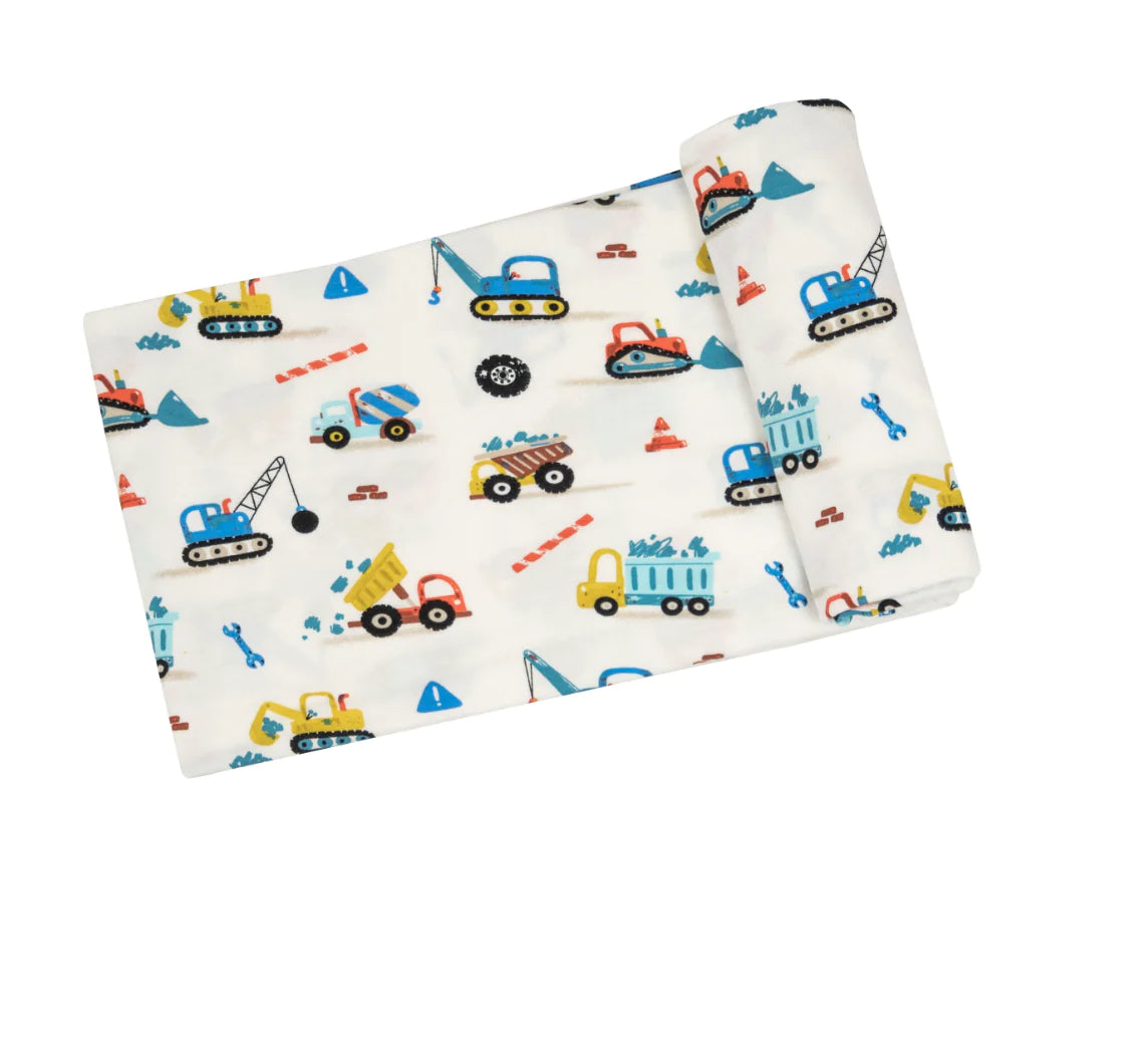 Angel Dear Swaddle Blanket Crayon Construction Trucks