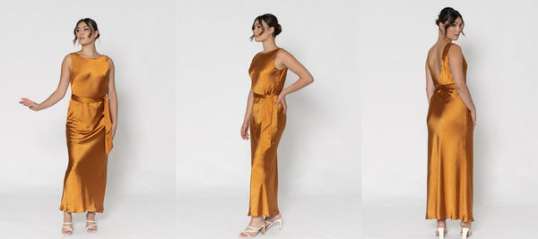 Rust Orange Bias Bridesmaid dress ILKA Rosa