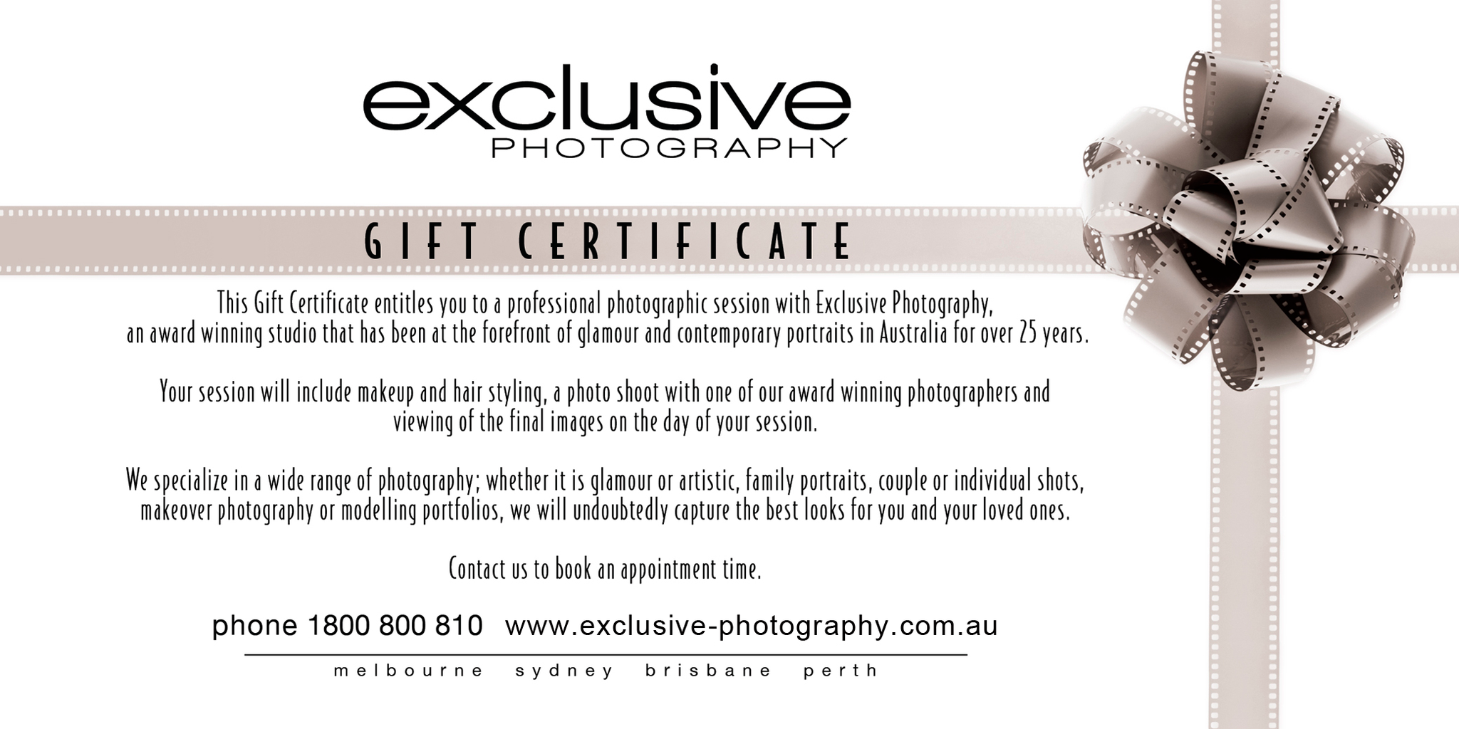 Photography Gift Certificates | Exclusive Photography ...