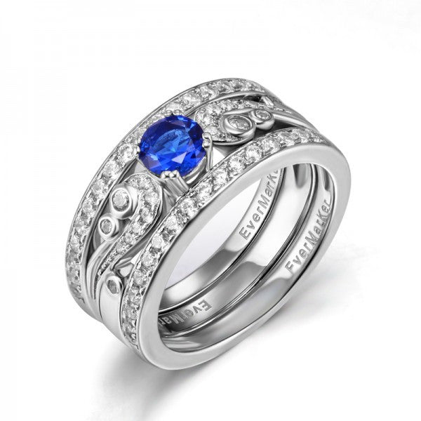 Wavy Blue Sapphire 925 Sterling Silver Engagement Ring – EverMarker