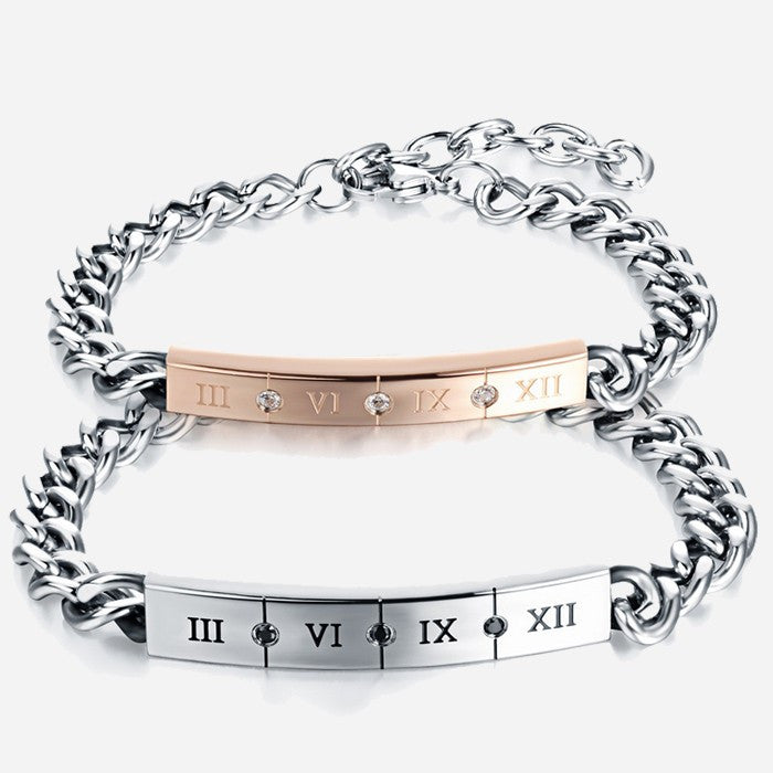 Roman Numerals CZ Inlaid Lover Bracelet – EverMarker