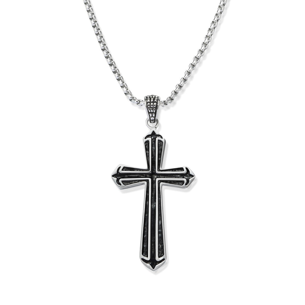 Silver Fine Chain Cross Men Pendant Necklace – EverMarker
