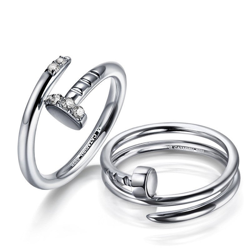 Screw Nail 925 Sterling Silver Couple Rings – EverMarker