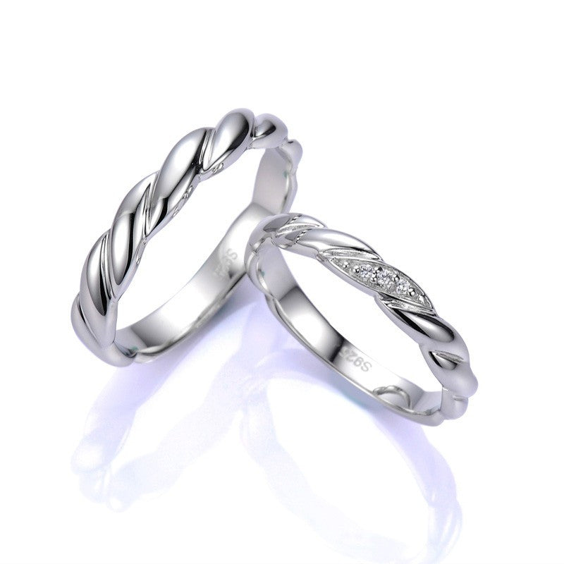 Twist Ring Surface 925 Silver Couple Ring \u2013 EverMarker