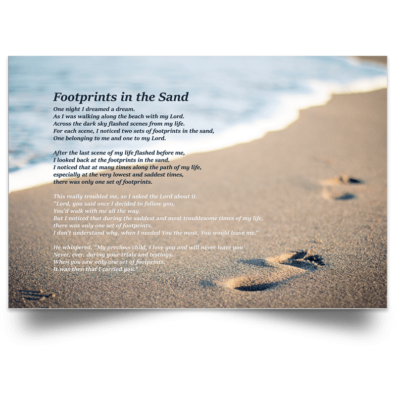 Footprints In The Sand Canvas Poster Our Lord Style