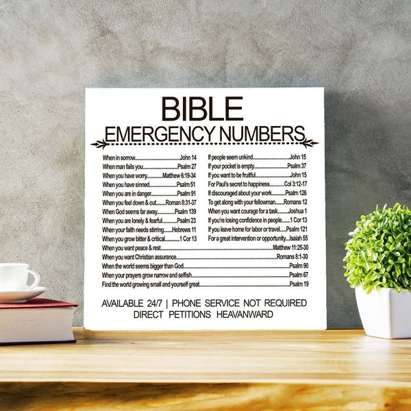 bible emergency numbers canvas print with stand free shipping our