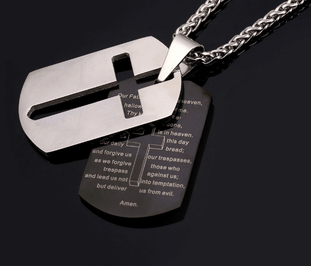 lord's prayer dog tag necklace