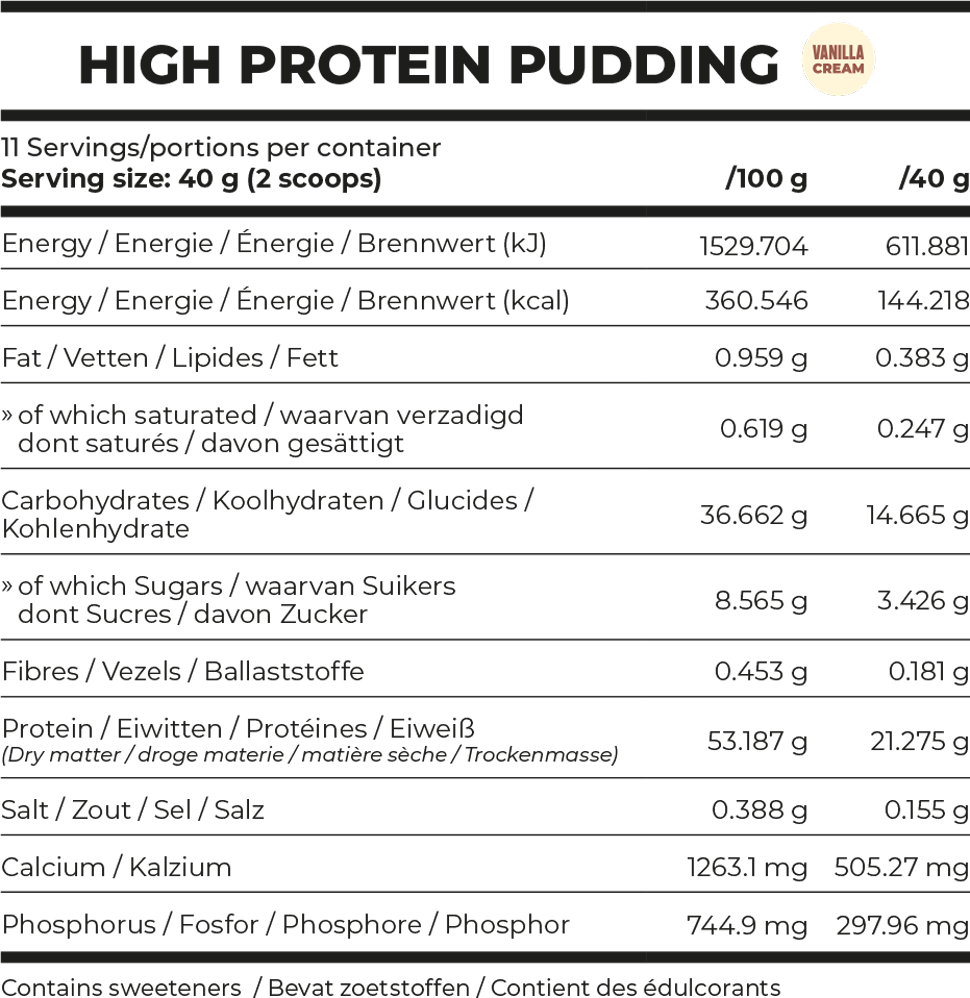 Nährwerte High Protein Pudding