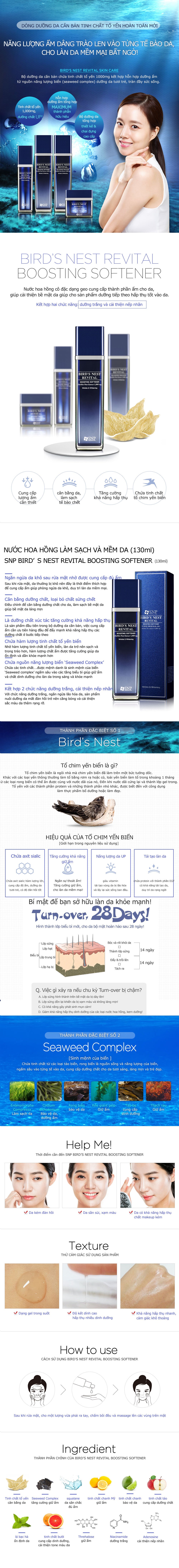 nuoc hoa hong lam sach sau và duong da snp bird nest revital boosting softener dbeauty.vn 