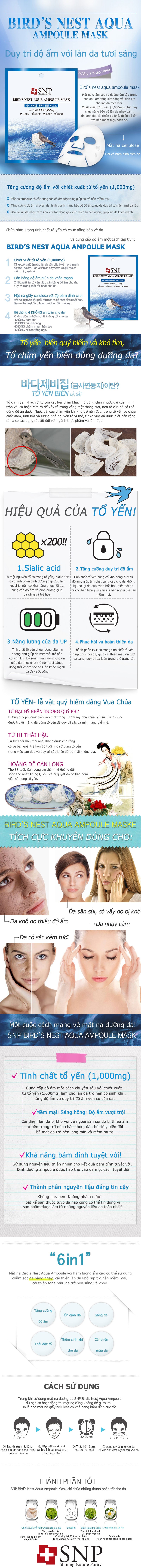 Mat na tinh chat to yen SNP Bird's Nest Aqua Ampoule Mask - M60 dbeauty.vn