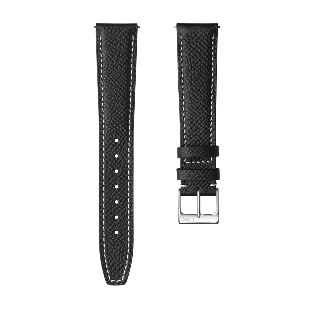 <h3>Leather Strap</h3> 1964 black top grain leather strap with white stitch<br><span>Easy Release Strap</span>