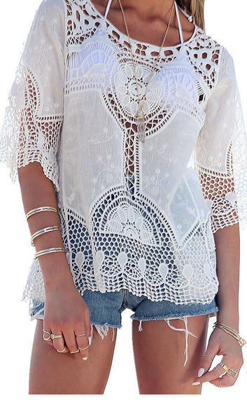 White Lace Hollow Top – romoti