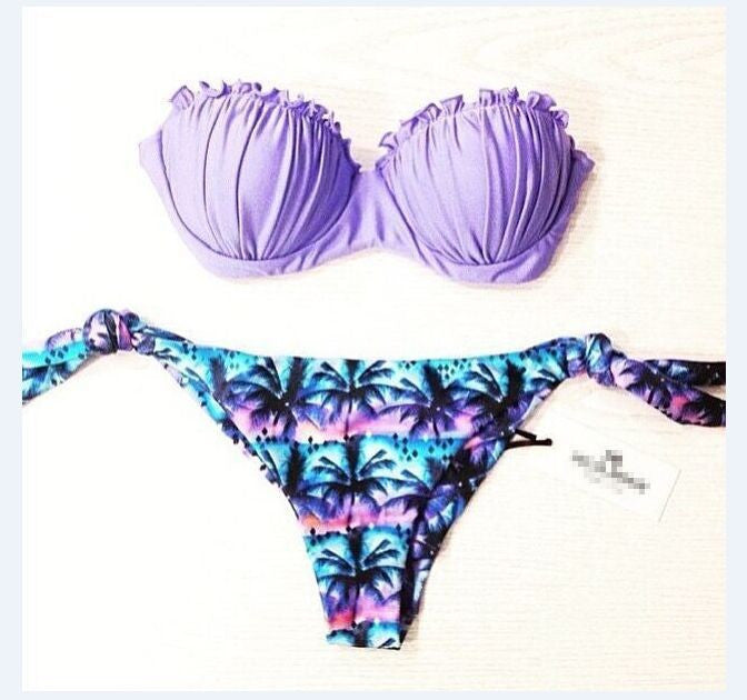 Tropical Palm Tree Strapless Bikini Set – romoti