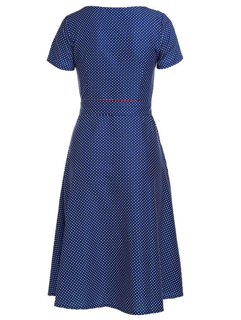 Romoti Open To Everything Navy Blue Dots Print Dress – romoti