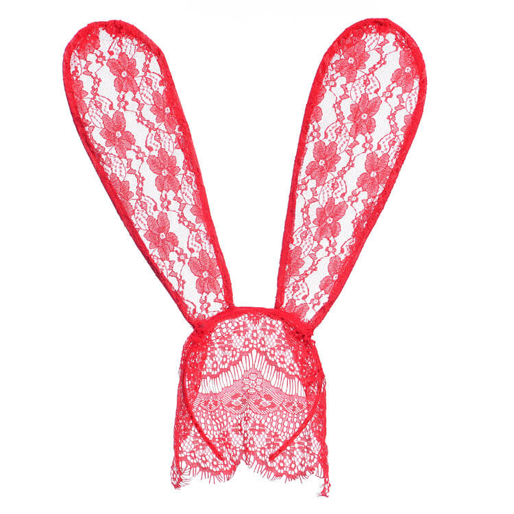 Lace Rabbit Ears Hair Band And Mask Romoti 5473