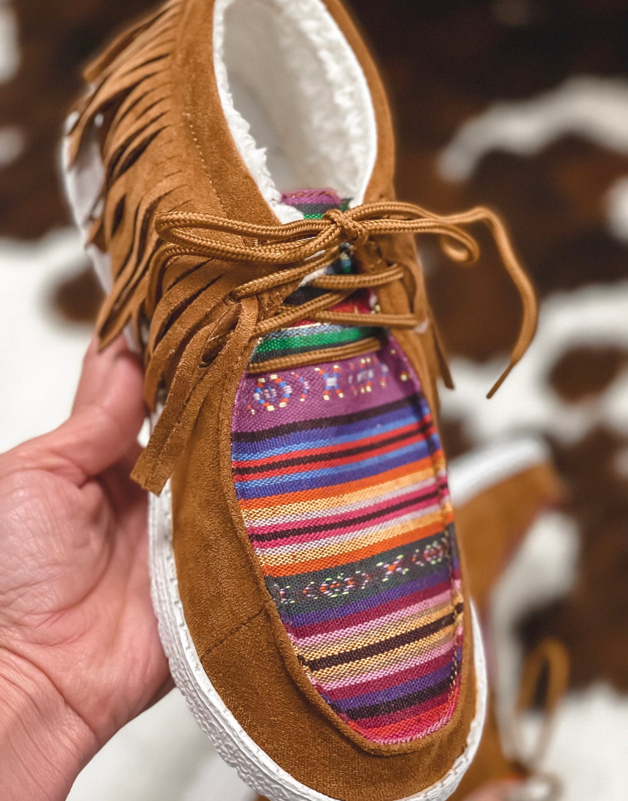 serape moccasins with fringe