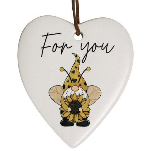 Hanging Heart Bee Gnome Ornament