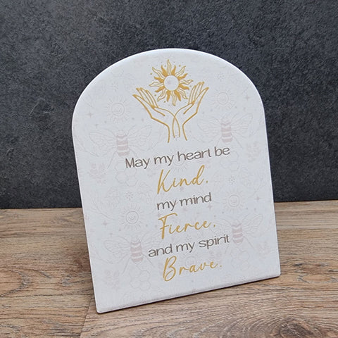 Kind Fierce Brave Plaque - Gift Boxed
