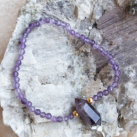 Lepidolite Crystal Stone Stretch Bracelet