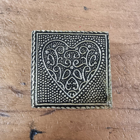 Mini Brass & Wood Box - Heart