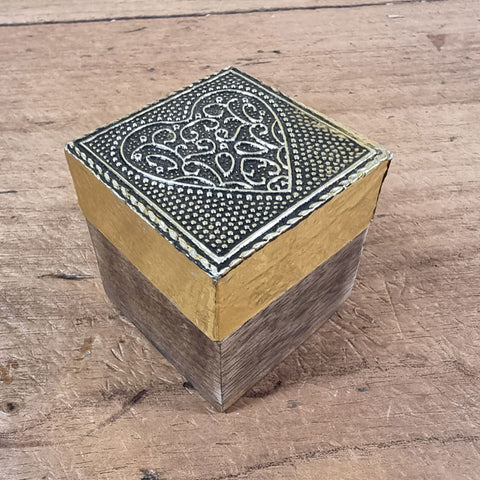 Mini Brass & Wood Box - Heart