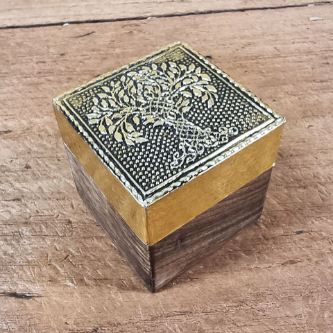 Mini Brass & Wood Box - Tree Of Life