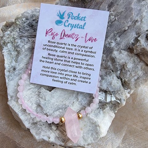 Rose Quartz Crystal Stone Stretch Bracelet