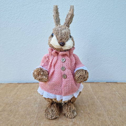 Abi Straw Rabbit With Pink Dress