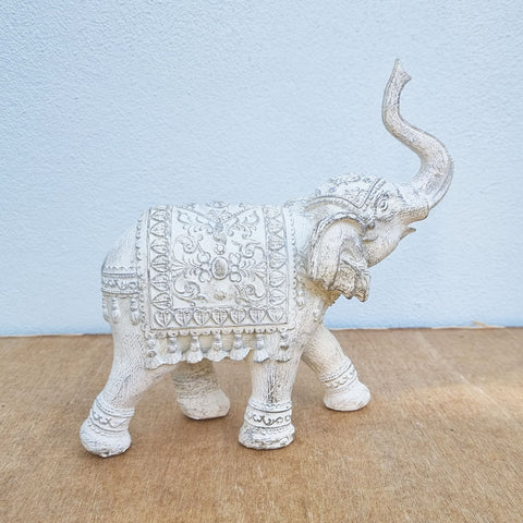 Erica Elephant Figurine Whitewashed - Large