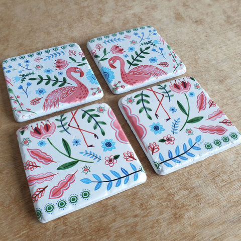 Flamingo Set of 4 Coasters