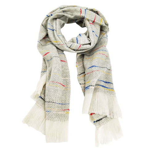 Light Grey Winter Scarf - Multi Stripe