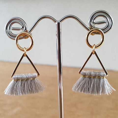 Grey Triangle Tassel Earrings - mmturffarm