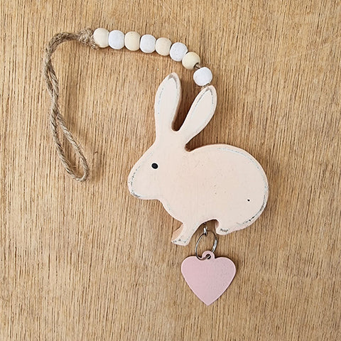 Hanging Rabbit With Heart - Pink