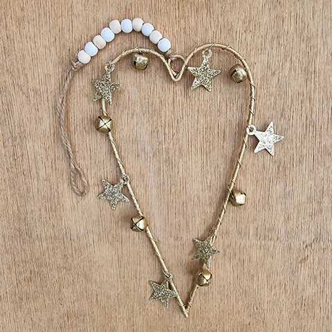 Hanging Gold Heart With Stars