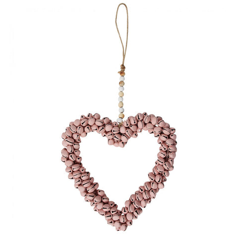 Heart Bells Ornament - Pink Large 15cm