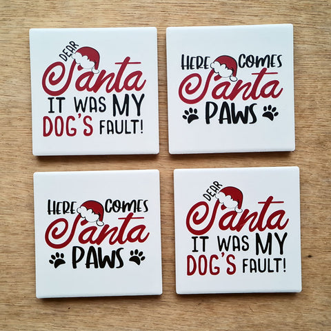 It Was My Dog's Fault Christmas Set of 4 Coasters