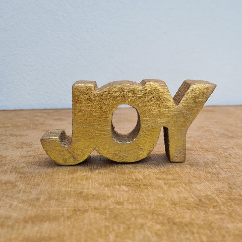 Joy Wooden Word Sign - Gold