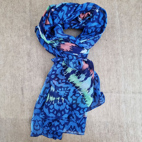 Multi Blue Scarf 100% Cotton