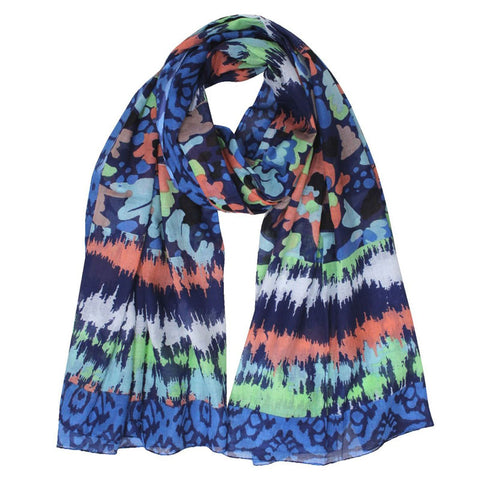 Multi Blue Scarf 100% Cotton