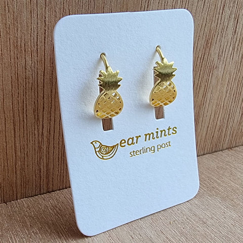 Pineapple Hoop Stud Ear Mints Earrings - Gold