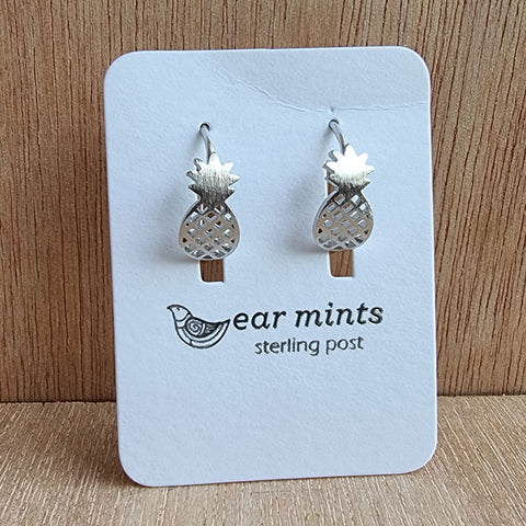 Pineapple Hoop Stud Ear Mints Earrings - Silver