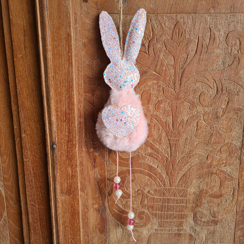 Hanging Fluffy Pink Bunny