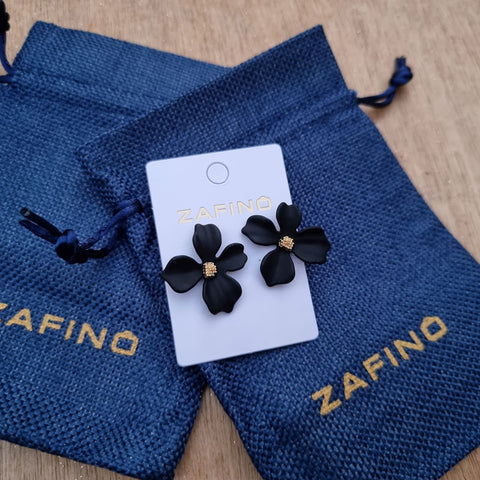 Orchid Stud Earrings By Zafino - Black