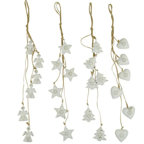 Hanging Metal Christmas 6 Piece Christmas Tree Trail - White