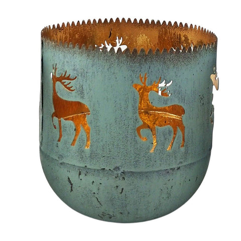 Christmas Cutout Votive Tealight - Sage Reindeer